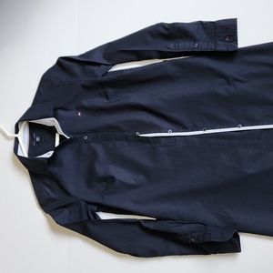 Tommy Hilfiger Navy Blue Button Up Long Sleeve Shirt Dress